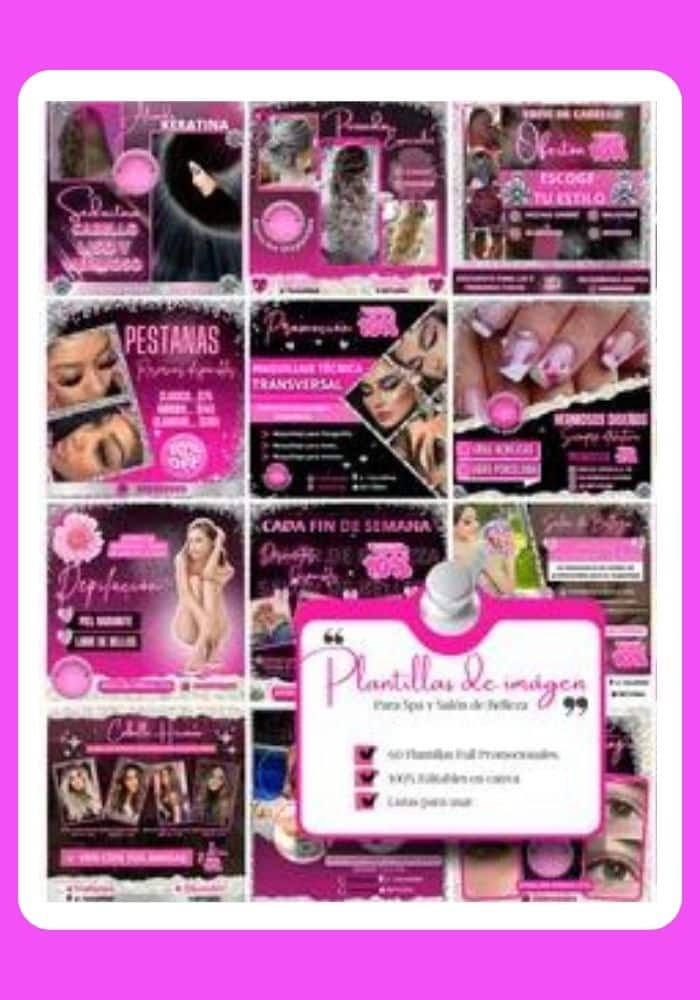 Nuevos cursos 6 Pack De Plantillas Canva Para Spa Y Salón De Belleza